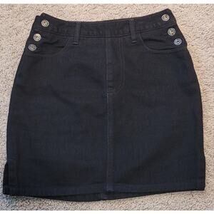 NWOT VTG 90s Guess USA Black Denim Mini Skirt 24 Goth Alt Grunge Skater Girl